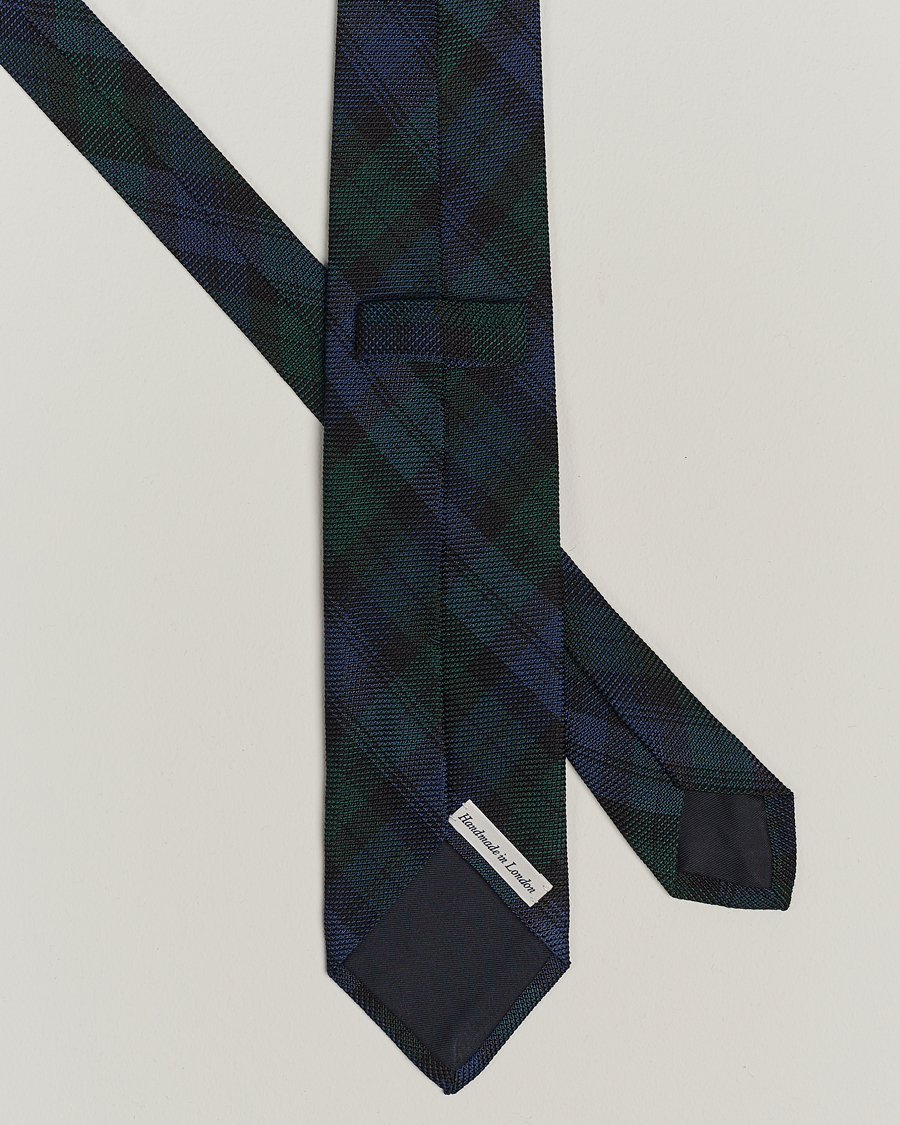 Herre | Tilbehør | Drake\'s | Silk Fine Grenadine Handrolled 8 cm Tie Blackwatch