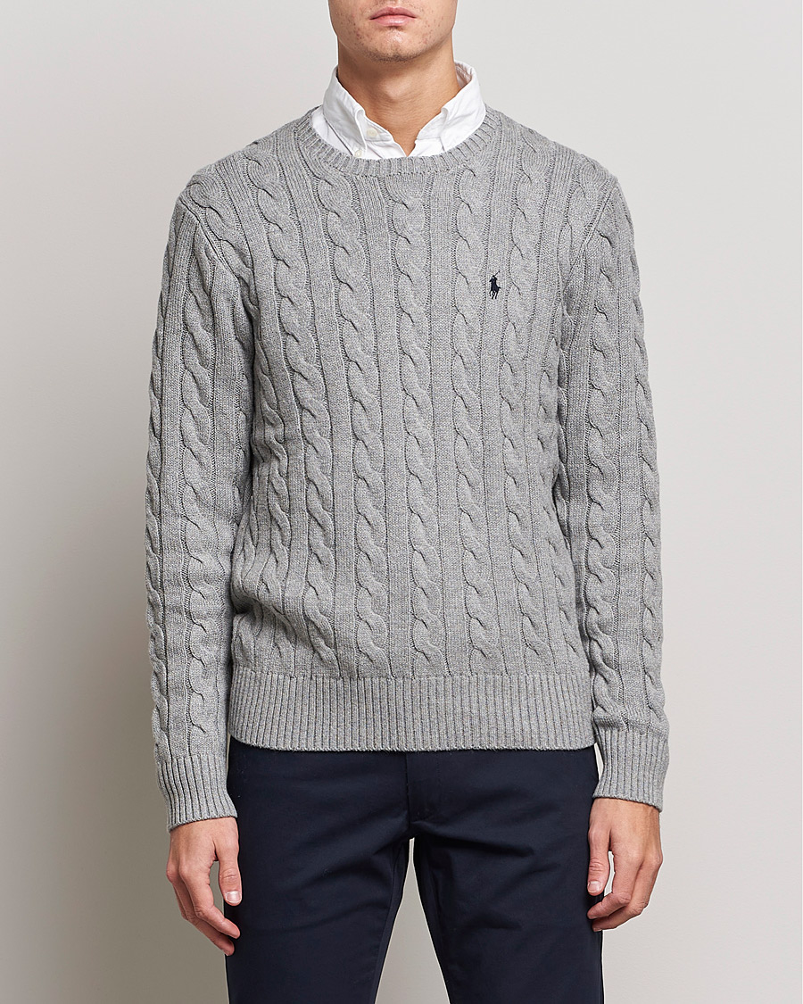 Herre | Tøj | Polo Ralph Lauren | Cotton Cable Pullover Fawn Grey Heather