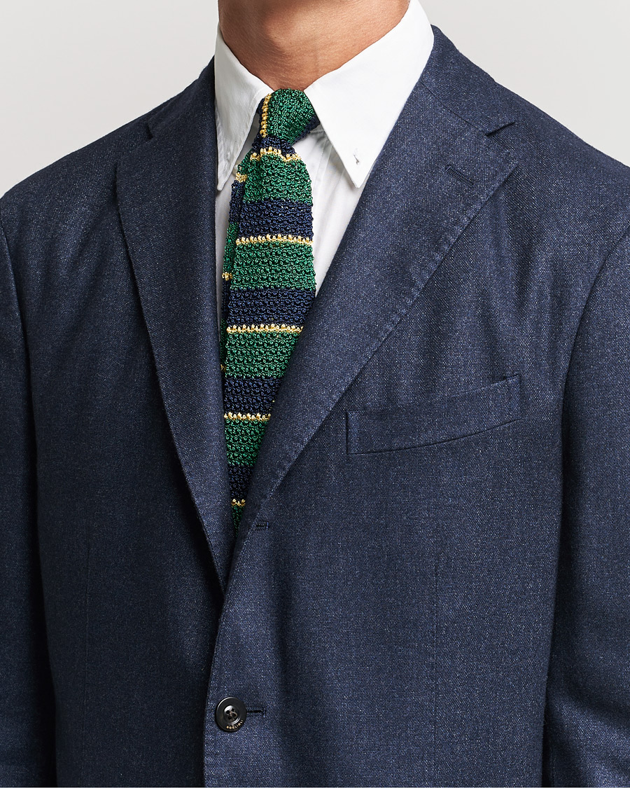 Herre | Tilbehør | Polo Ralph Lauren | Knitted Striped Tie Green/Navy/Gold