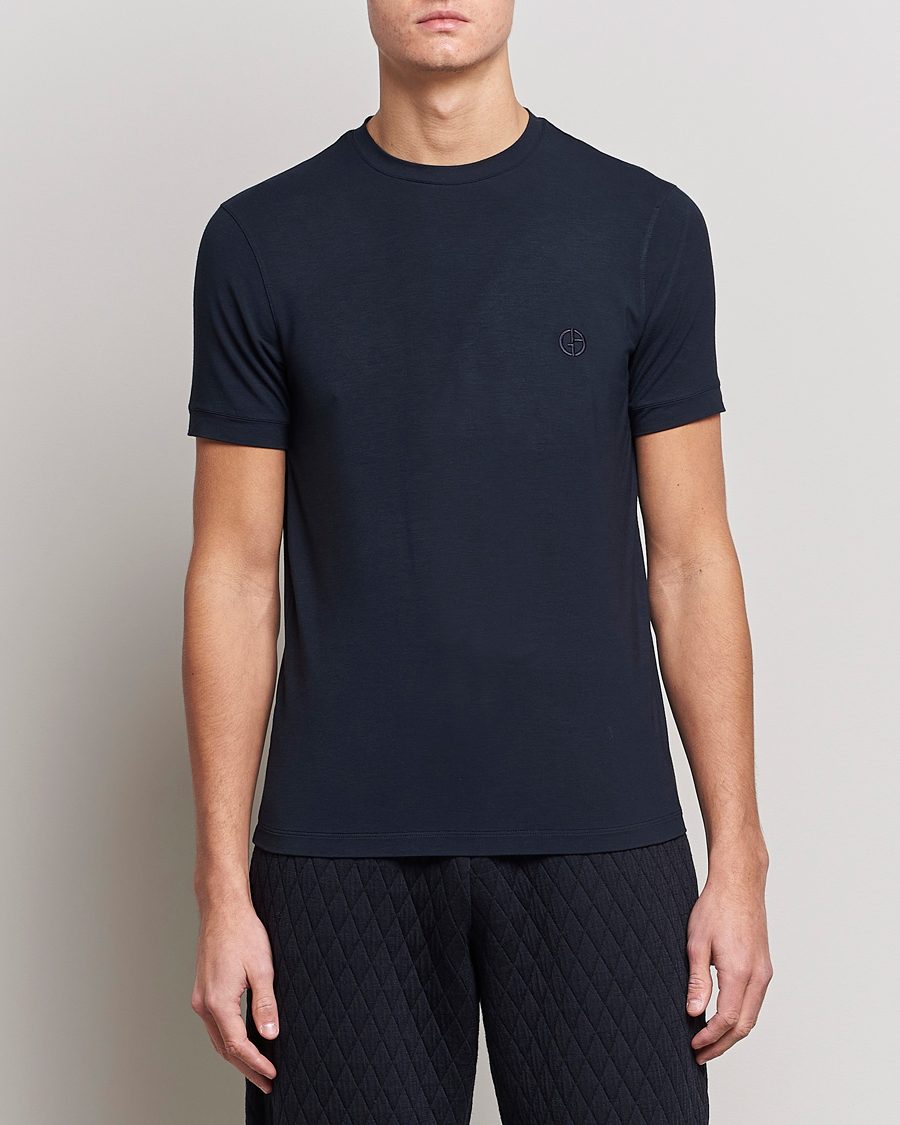 Herre | Tøj | Giorgio Armani | Embroidered Logo T-Shirt Navy