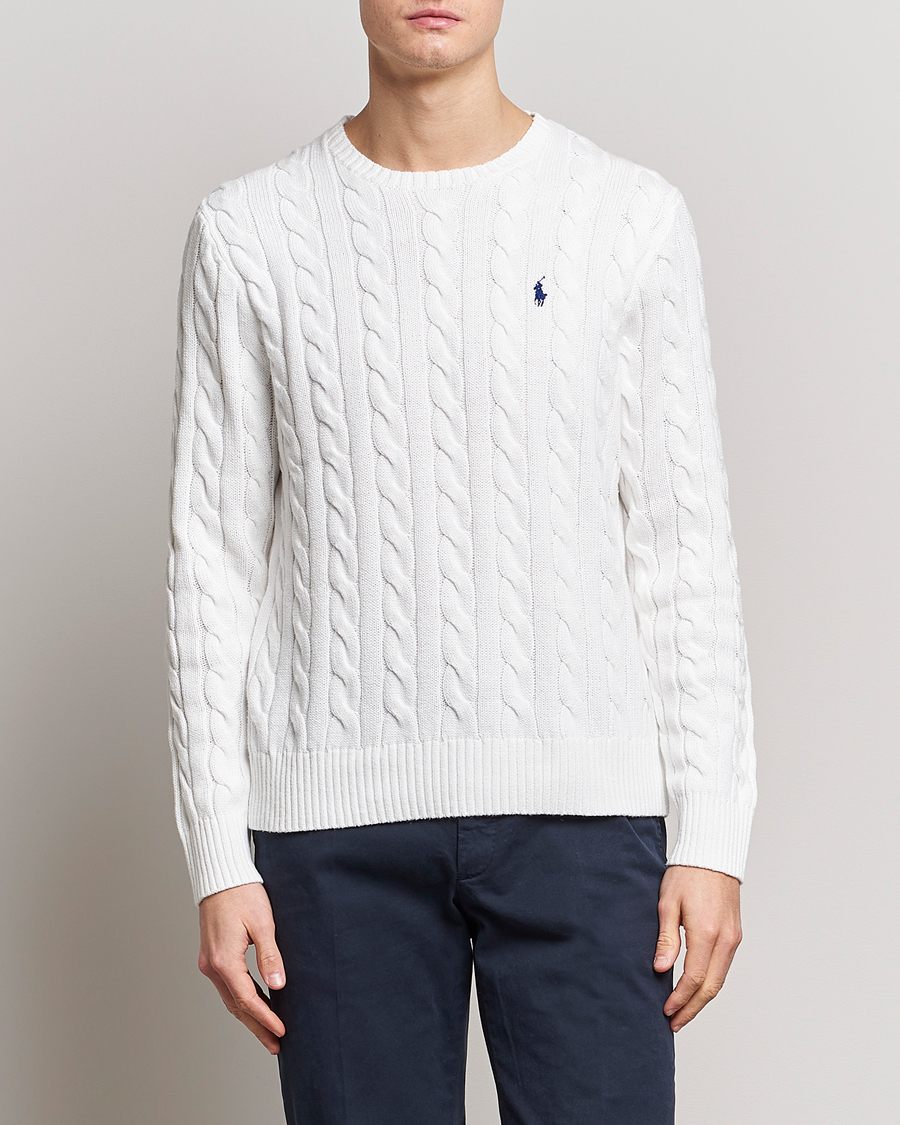 Herre | Pullovers med rund hals | Polo Ralph Lauren | Cotton Cable Pullover White