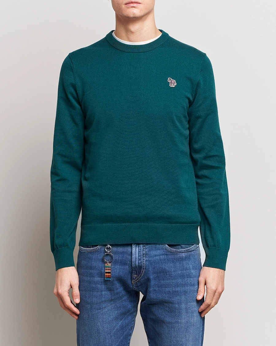 Herre | Tøj | PS Paul Smith | Zebra Cotton Knitted Sweater Dark Green