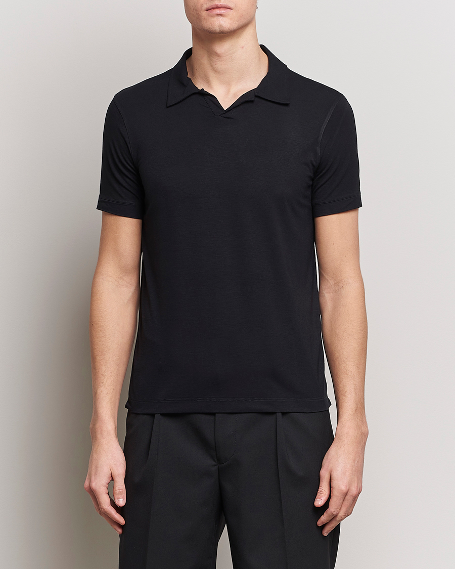 Herre | Tøj | Giorgio Armani | Short Sleeve Stretch Polo Black