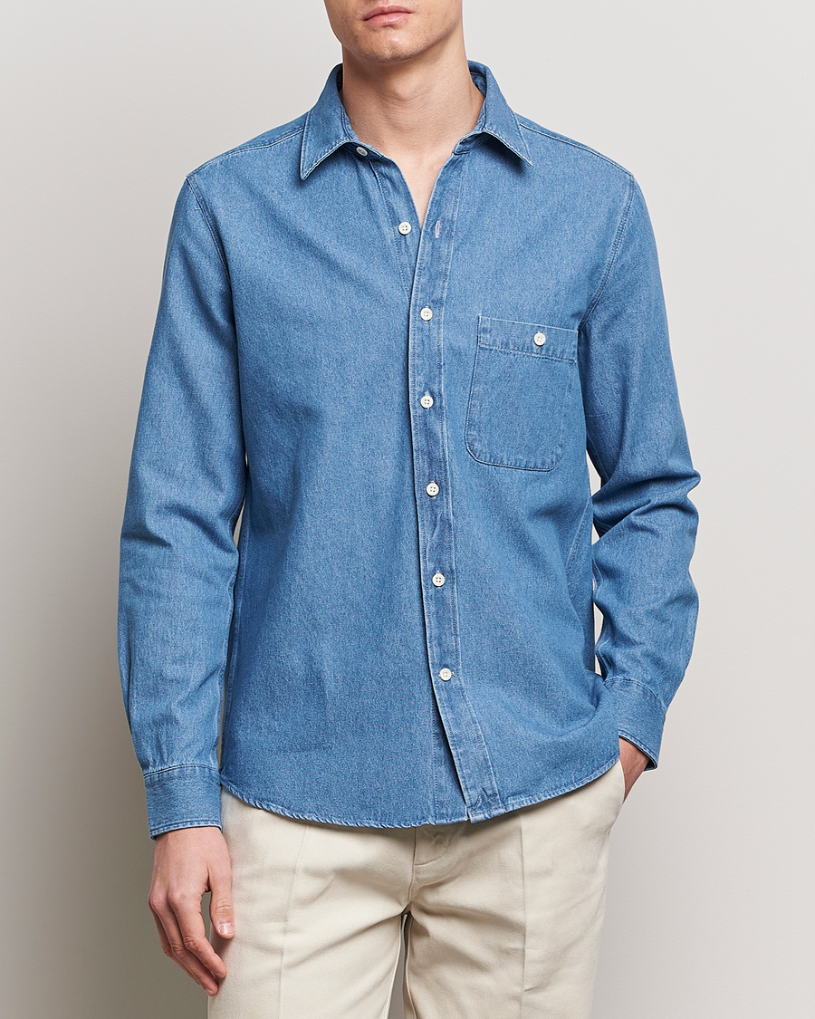 Herre | Tøj | A Day's March | Mason Sturdy Denim Shirt Light Blue