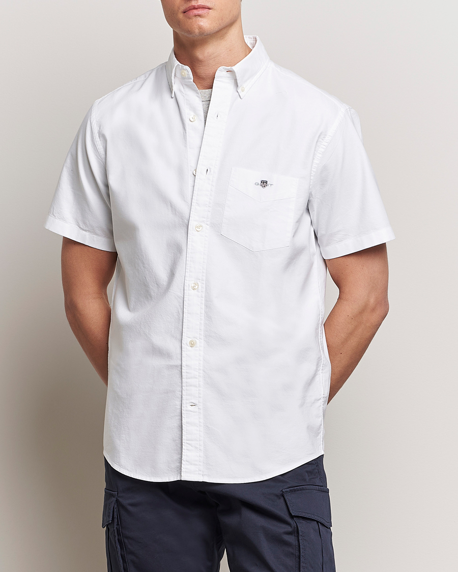 Herre | Tøj | GANT | Regular Short Sleeve Oxford Shirt White
