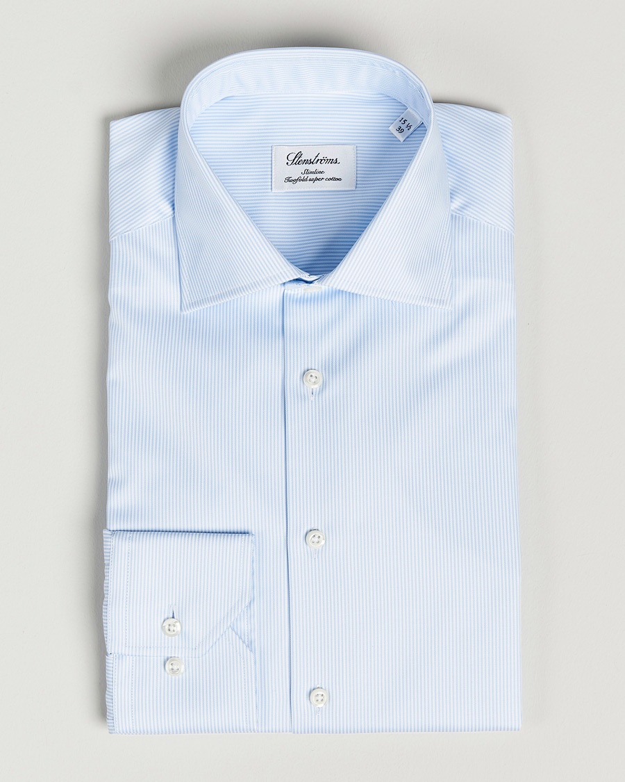 Stenströms Slimline Thin Stripe Shirt White/Blue – Blå