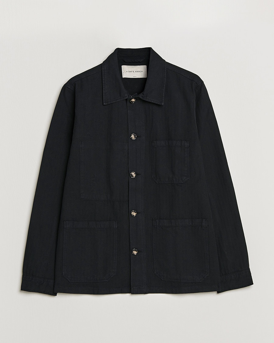 A Day's March Original Herringbone Overshirt Black – Sort