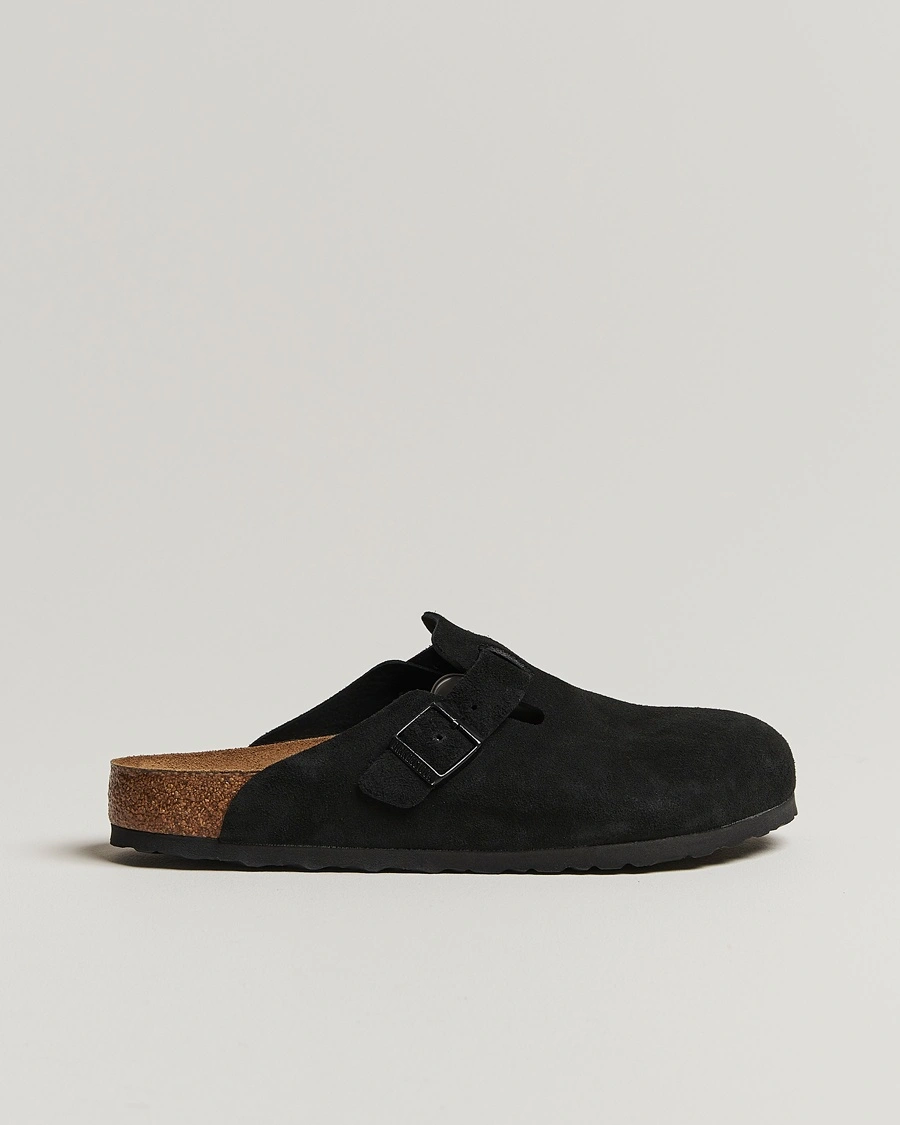 BIRKENSTOCK Boston Soft Footbed Black Suede – Sort