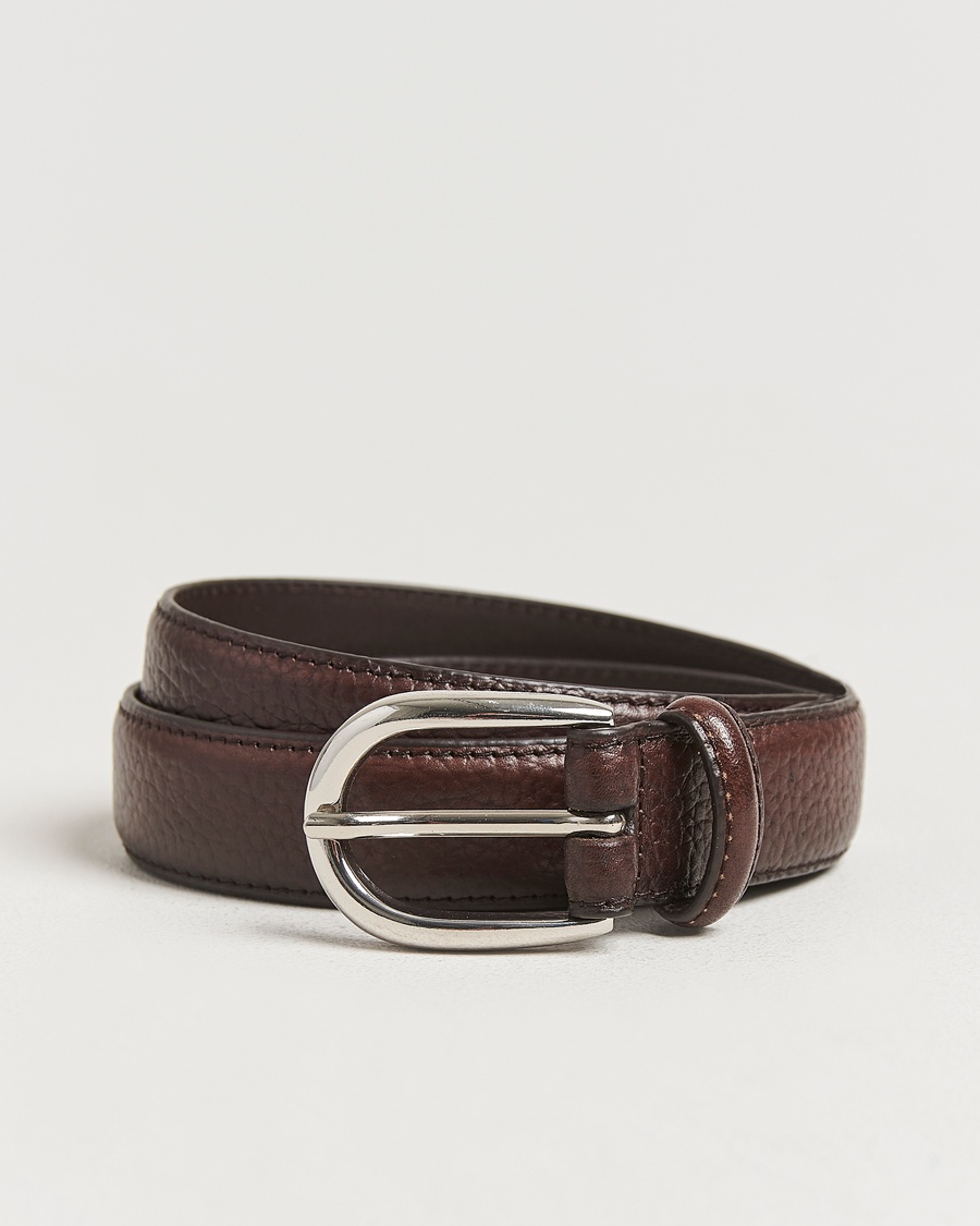 Loake Shoemakers Harry Grained Leather Belt Dark Brown – Brun