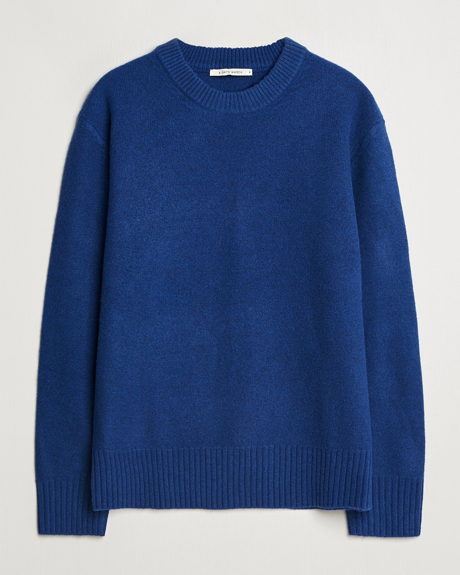 A Day's March Tietar Boiled Merino Sweater Blue – Blå