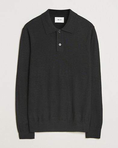 NN07 Serge Wool Knitted Polo Black – Sort
