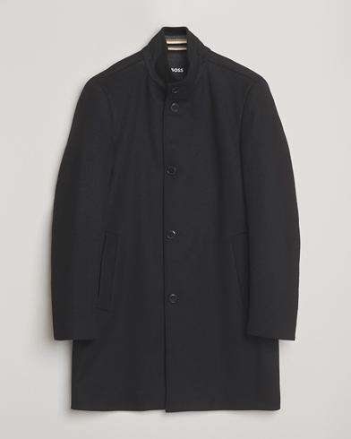 BOSS BLACK Hyde Stand Up Collar Coat Black – Sort