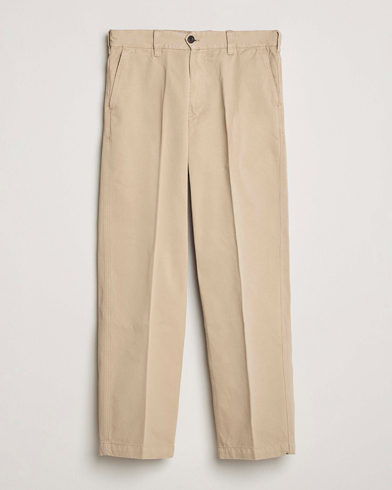 Drake's Peached Flat Front Cotton Chino Beige – Beige