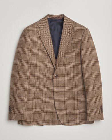 Morris Wool Silk Houndstooth Blazer Brown – Brun