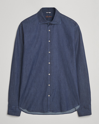 Stenströms Regular Fit Garment Washed Shirt Dark Denim – Blå