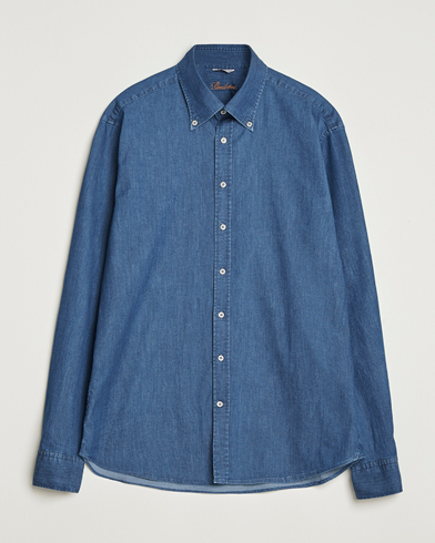 Stenströms Regular Fit Button Down Garment Washed Shirt Denim – Blå