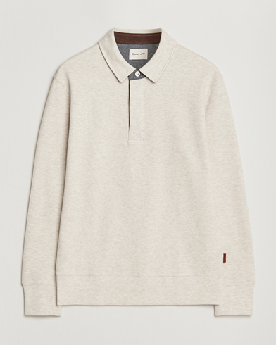 Gant Light Sacker Rib Long Sleeve Polo Seed Melange – Grå