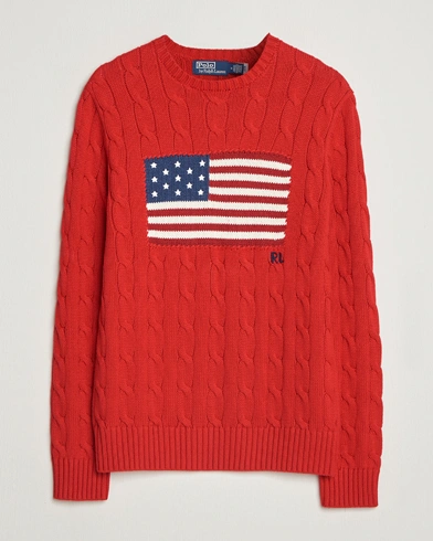 Polo Ralph Lauren Cotton Cable Flag Sweater RL 2000 Red – Rød