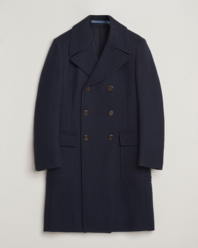 Polo Ralph Lauren Double Breasted Top Wool Coat Navy – Blå