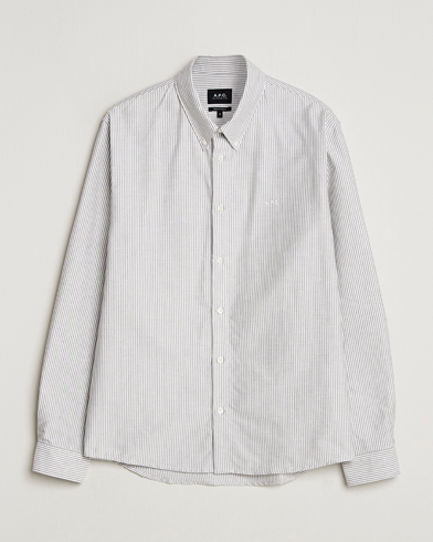 A.P.C. Greg Striped Oxford Shirt Green/White – Grøn