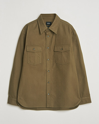 A.P.C. Brushed Cotton Overshirt Khaki – Grøn