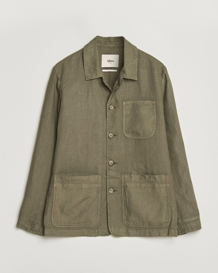 Altea Linen Chore Jacket Military – Grøn