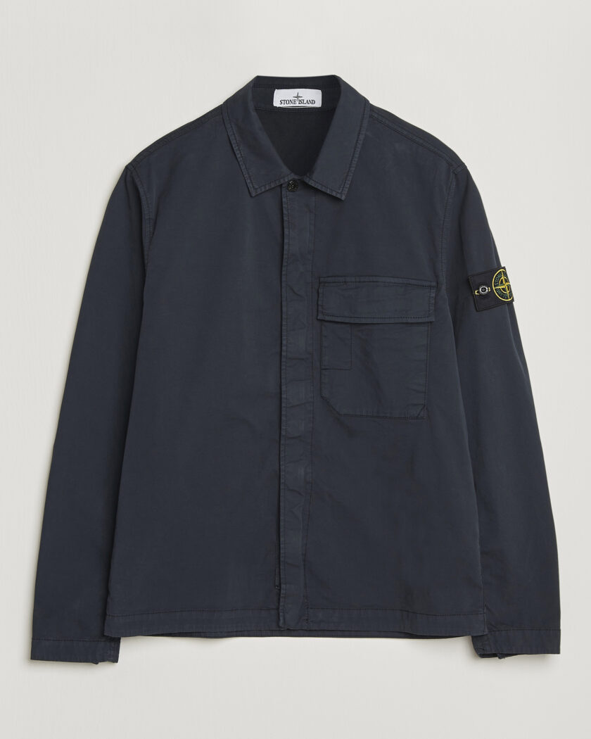 Stone Island Organic Cotton Twill Overshirt Navy – Blå