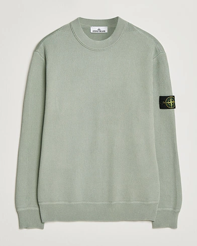 Stone Island Ribbed Soft Organic Cotton Crewneck Sage – Grøn