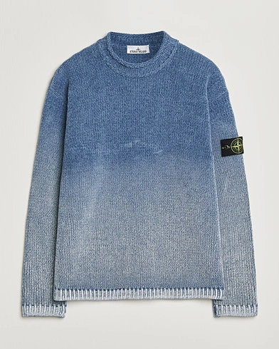 Stone Island Cotton Chenille Degrade Print Crewneck Dark Blue – Blå