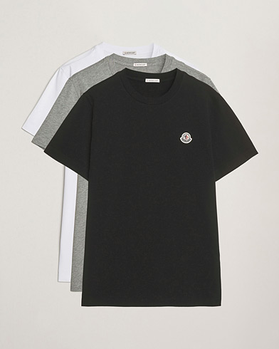 Moncler 3-Pack Logo T-Shirts Black/White/Grey – Grå