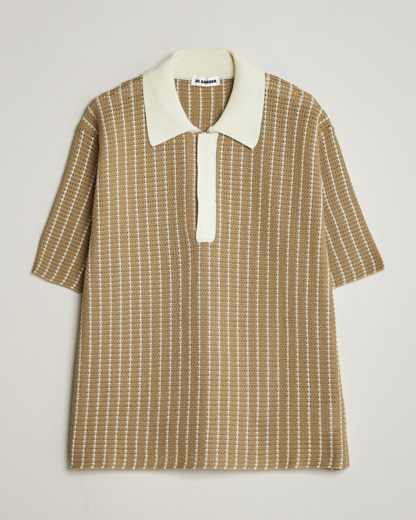 Jil Sander Net Stitch Knitted Polo Tobacco – Brun
