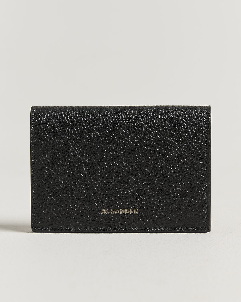 Jil Sander Grain Leather Card Holder Black – Sort