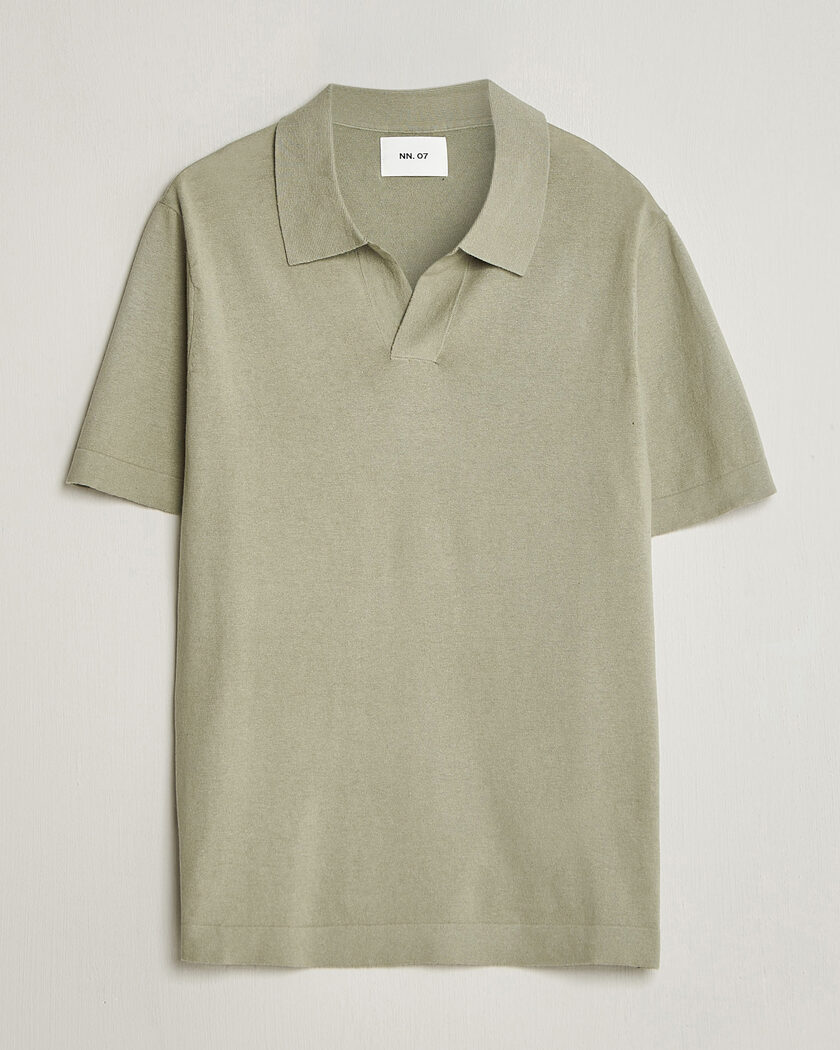 NN07 Ryan Cotton/Linen Polo Sage Green – Grøn