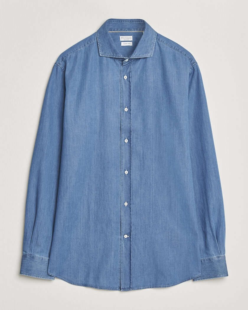 Brunello Cucinelli Easy Fit Denim Shirt Medium Blue Wash – Blå