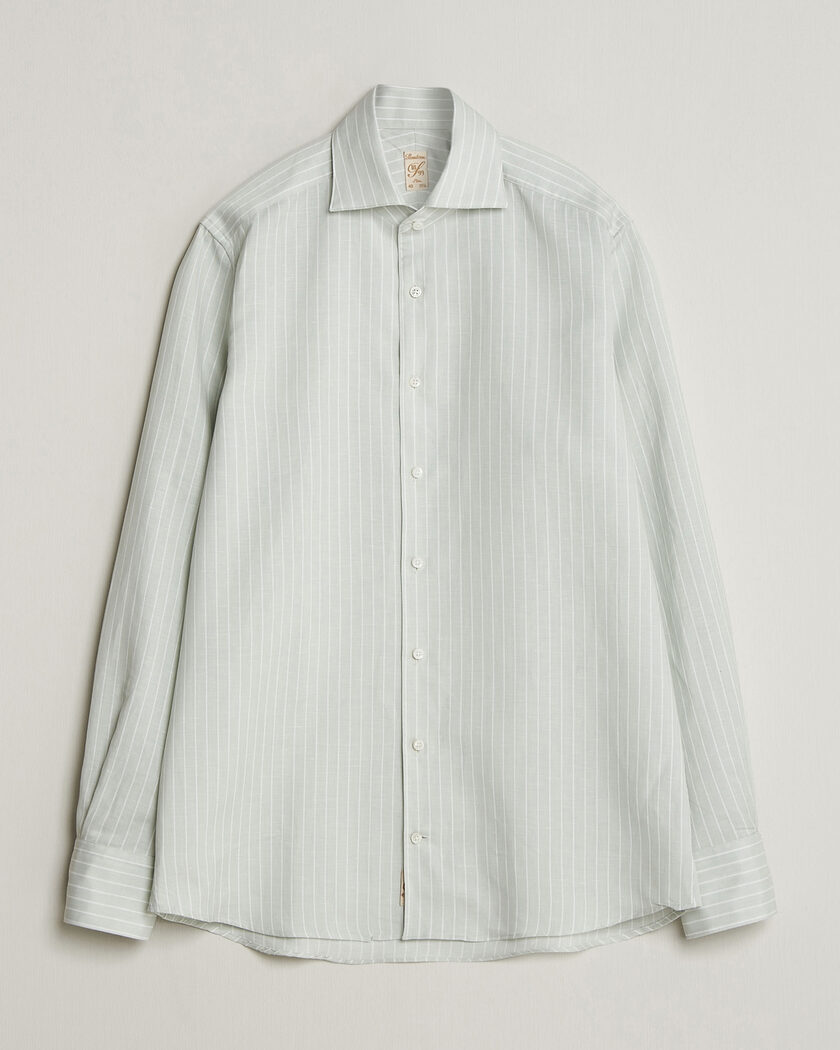 Stenströms 1899 Cotton/Linen/Silk Striped Shirt Green – Grøn
