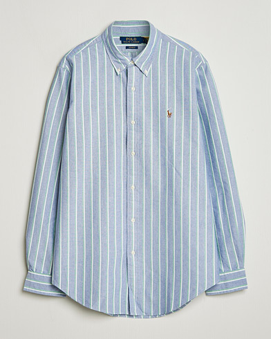 Polo Ralph Lauren Custom Fit Striped Oxford Shirt Navy/Green/Multi – Flerfarvet