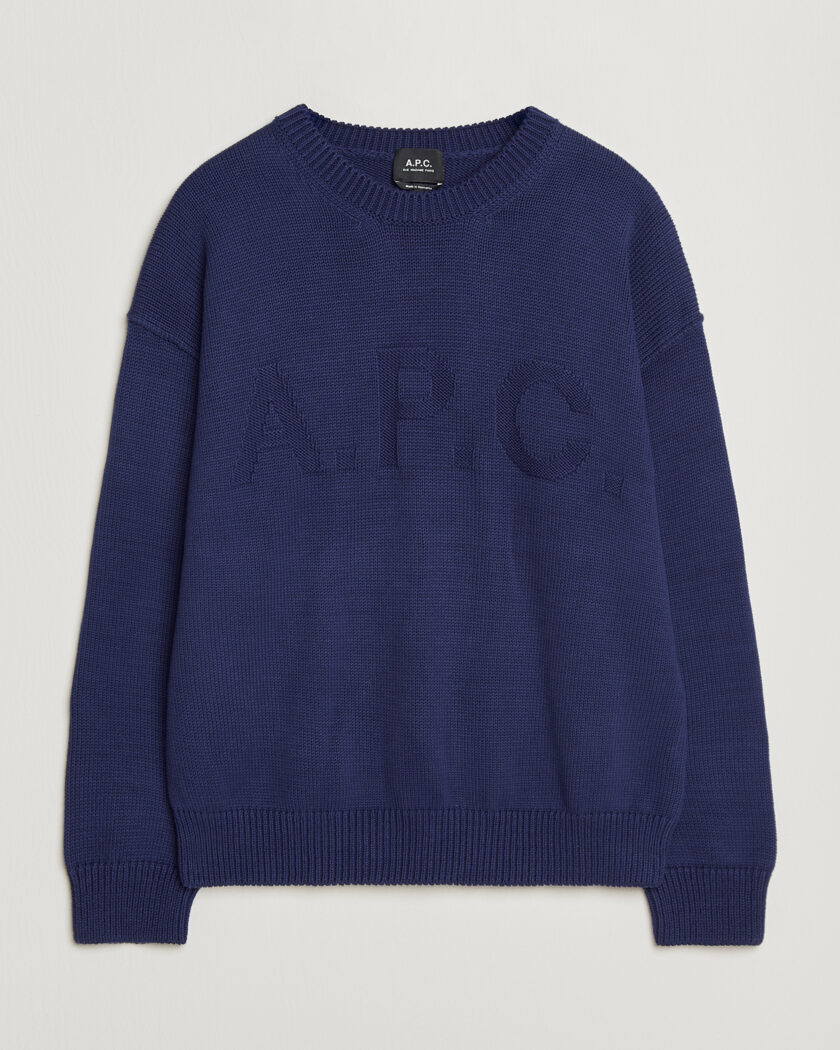 A.P.C. Leo Cotton Knitted Sweater Dark Blue – Blå