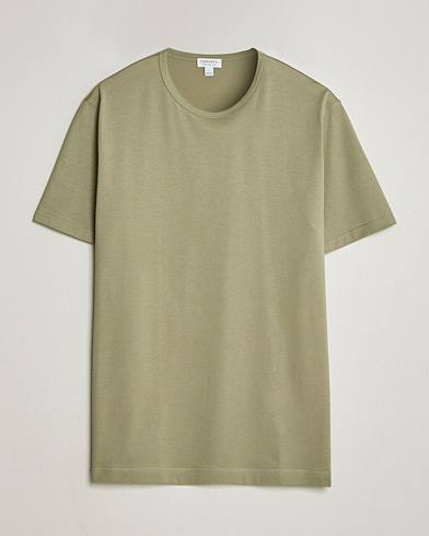 Sunspel Crew Neck Q82 Cotton T-Shirt Pistachio – Grøn