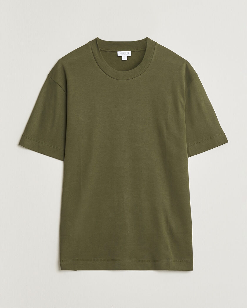 Sunspel Heavy Weight Supima Cotton T-Shirt Deep Olive – Grøn