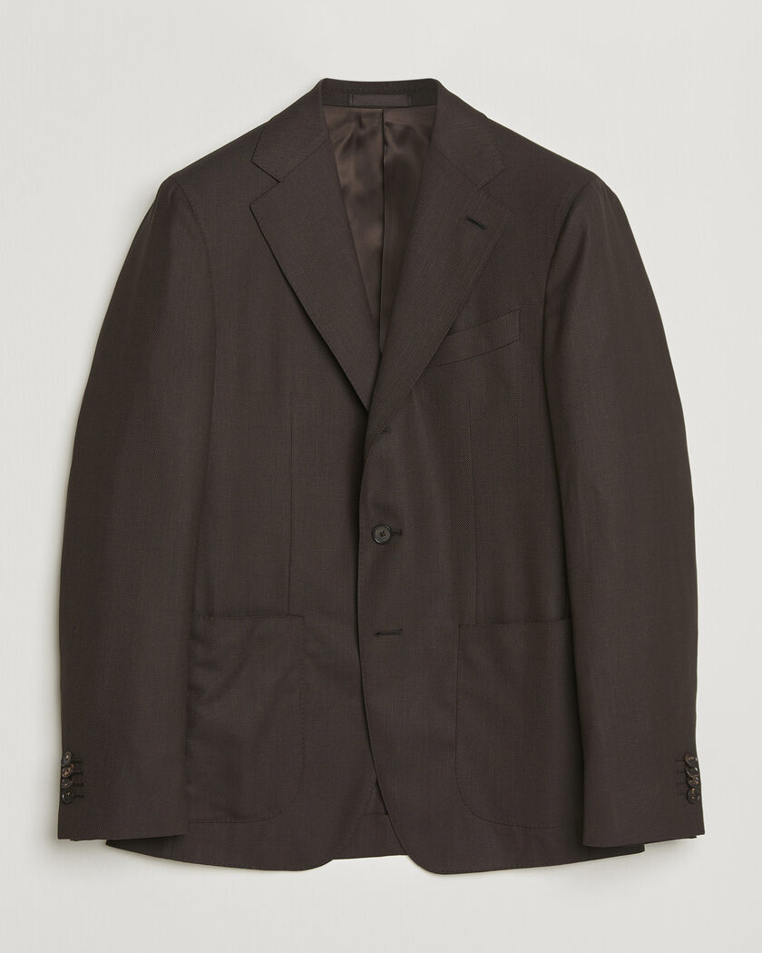 Caruso Aida Wool Hopsack Blazer Dark Brown – Brun