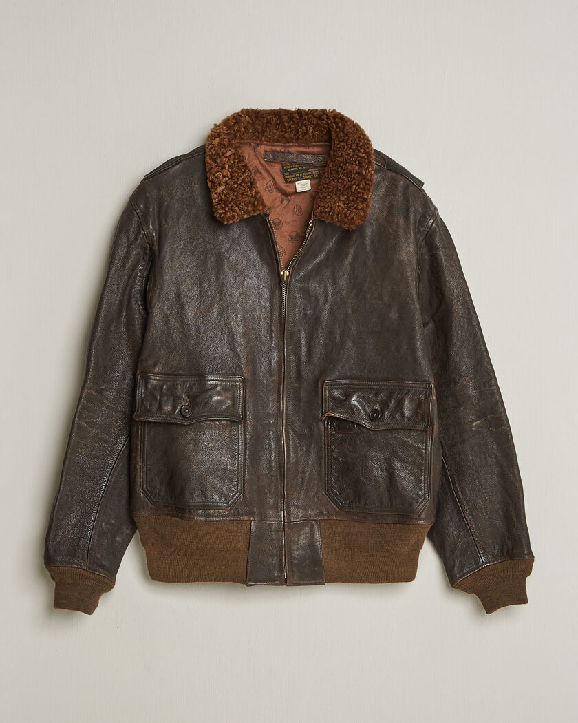 RRL Pratt Leather Jacket Vintage Brown – Brun