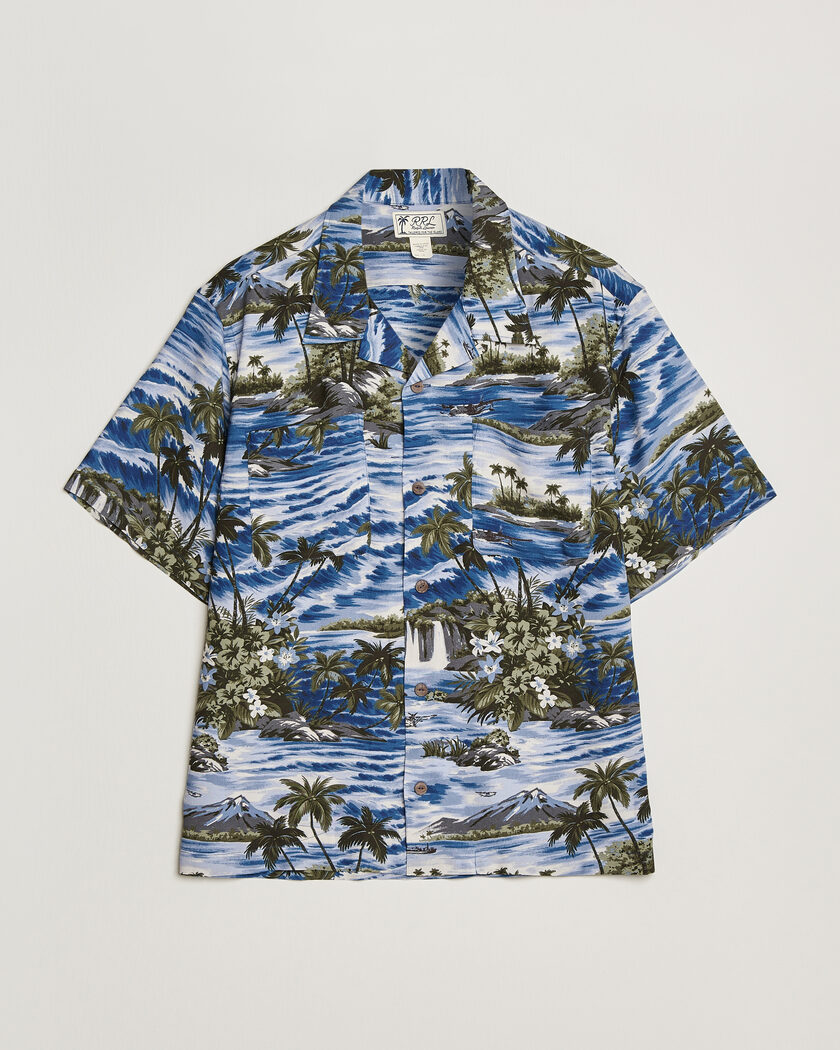 RRL Printed Camp Shirt Blue – Blå