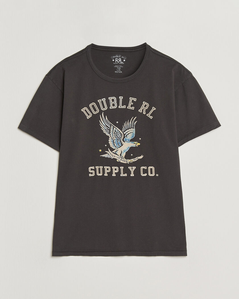 RRL Eagle Print Tee Faded Black – Sort