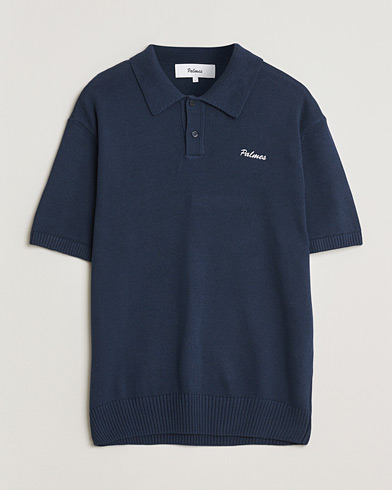 Palmes Cotton Knit Polo Navy – Blå