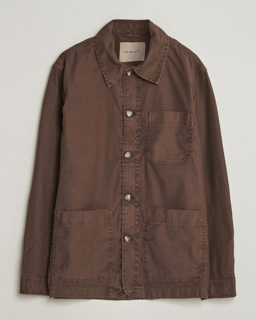 Gant Regular Fit Cotton/Linen Overshirt Rich Brown – Brun