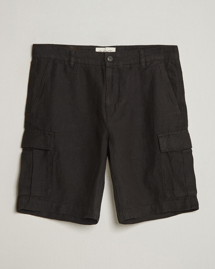 Gant Regular Fit Linen Cargo Shorts Ebony Black – Sort
