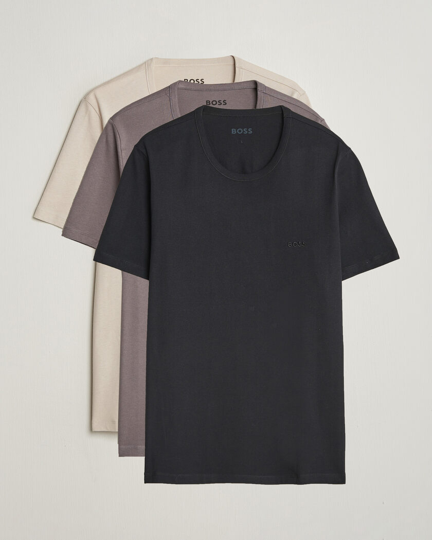 BOSS BLACK 3-Pack Crew Neck T-Shirt Grey/Beige/Black – Flerfarvet