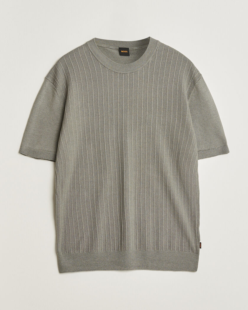 BOSS ORANGE Kajordino Linen/Cotton Knitted T-Shirt Green – Grøn