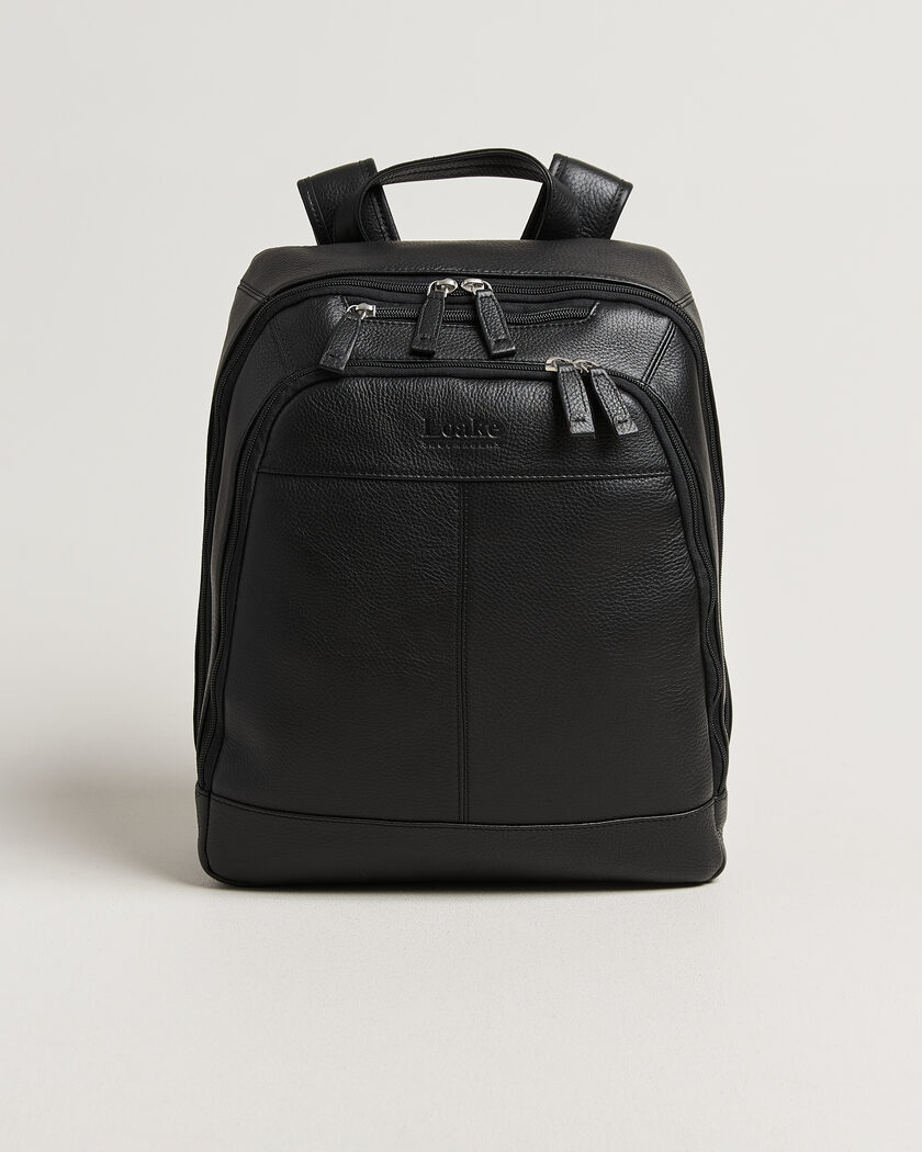 Loake Shoemakers Waterloo Grained Leather Backpack Black – Sort