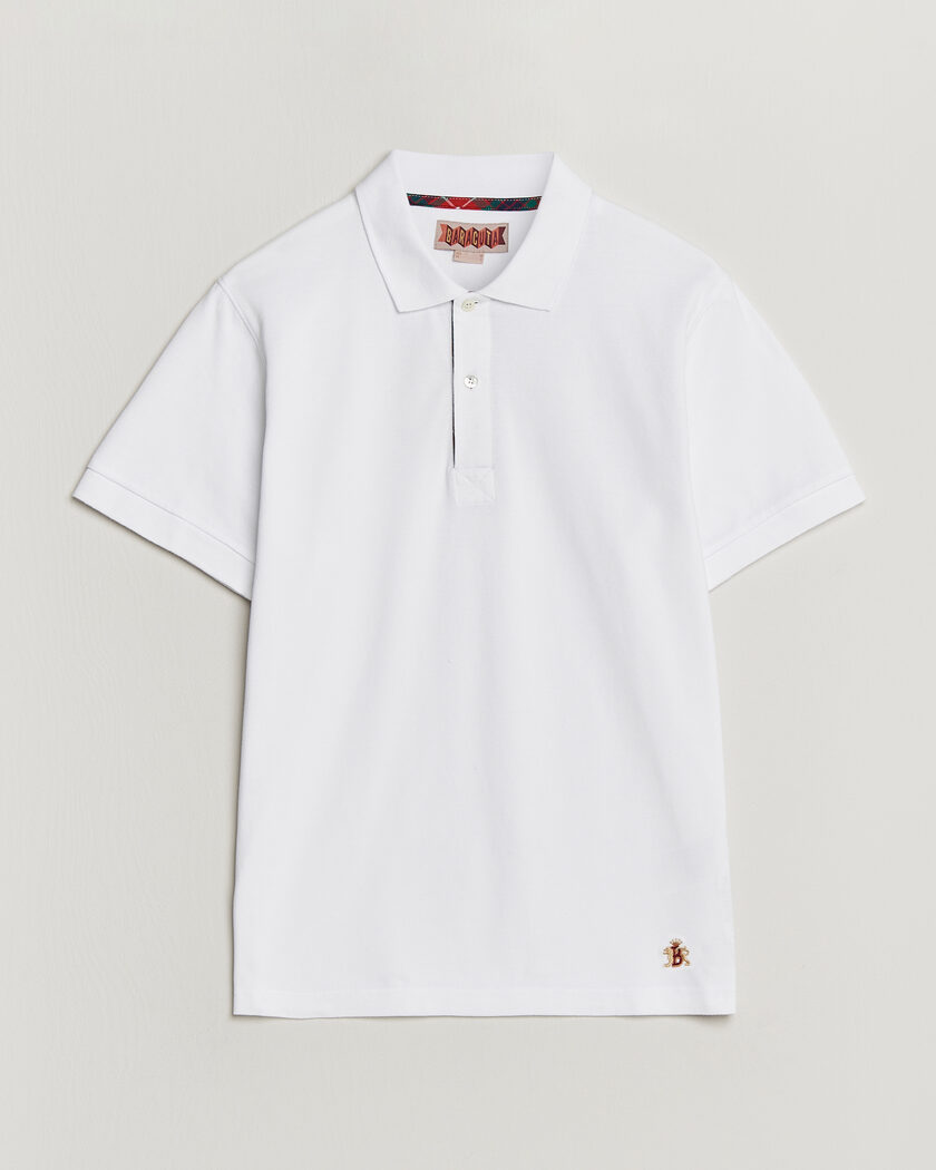 Baracuta Tartan Placket Piquet Polo Bone White – Hvid